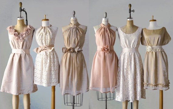 mismatched bridesmaid dresses / Dress / Bridesmaid / Romantic /  tan /lace /blush  / Fairy / Dreamy / Bridesmaid / Party / wedding / Bride