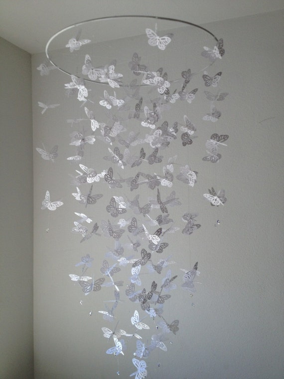 Monarch Butterfly Chandelier   Mobile - simply white