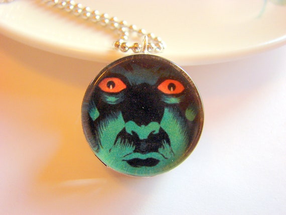 Monster Eyes Glass Tile Pendant Necklace  Soldered by mimiandlucy
