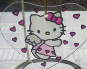 Hand Painted Hello Kitty Heats and Wings Hanging Suncatcher