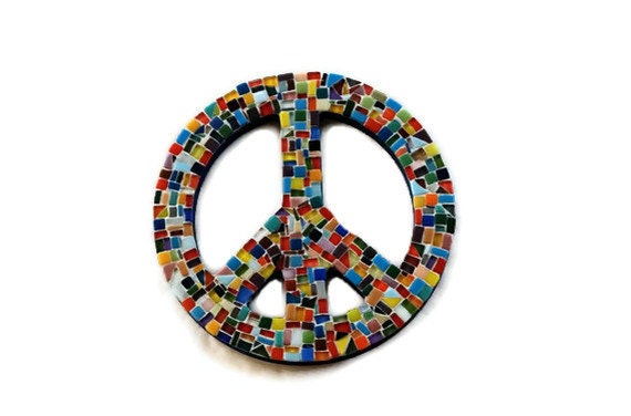 Mosaic Peace Sign by GreenStreetMosaics on Etsy