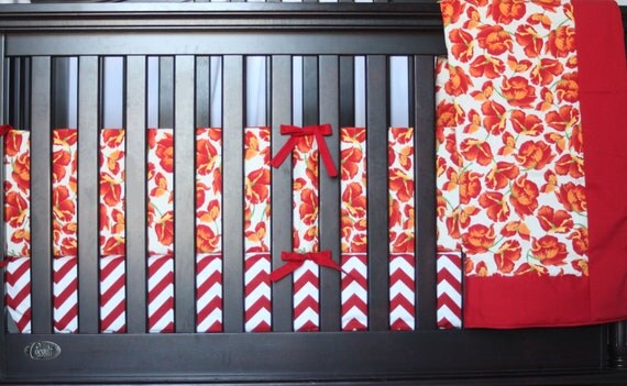 Pretty Poppies Crib Bedding 4 Piece Set