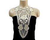 Handmade Cotton Lace Collar, lace necklace - Woman Accessories - Cream Color -Big Necklace- Woman Applique - OOAK