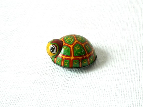 Vintage 60's Turtle Tin Litho Friction Toy