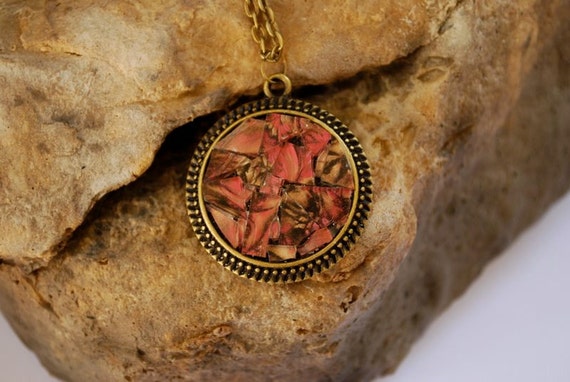 Pink Necklace Mosaic Pendant by GreenStreetMosaics on Etsy