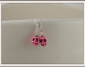 Dyed Howlite Fuschia Skull Earrings