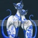 8.5" x 11" Print of Siamese Cats with Blue Willow Pattern