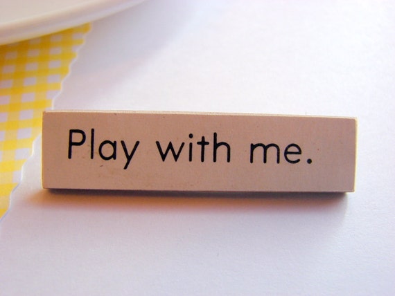 Play With Me Pin  Medium Paper and Wood Decoupage by mimiandlucy