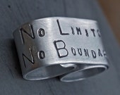 Men's/ Women's Double Finger Ring- Inspirational Words Hand Stamped Cuff- Custom Ring