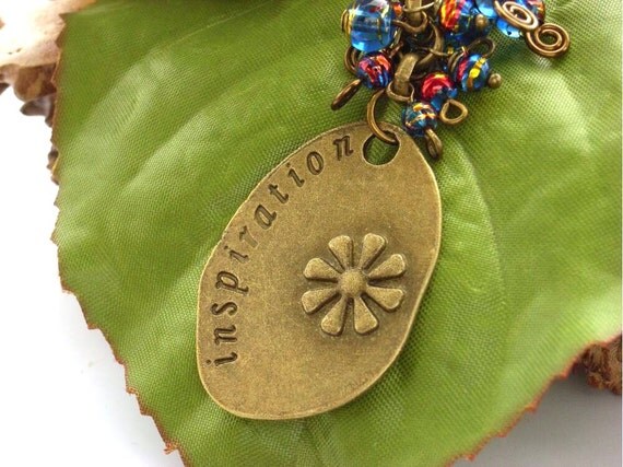 Purse bag charm word inspiration beaded UK by BlueForestJewellery