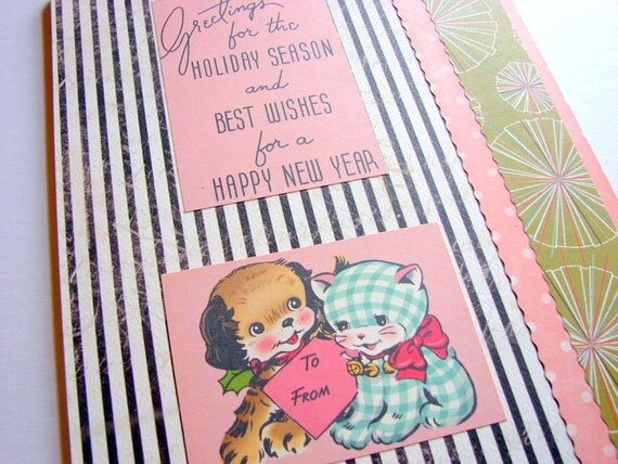 Christmas Holiday Wall Art Decor  Puppy and Kitty by mimiandlucy