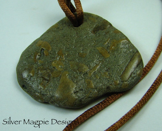 Large Crinoid Fossil Pebble Adjustable Necklace Gift for Dad.
