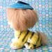 Ultra Kitschy Cute Mid Century Kitsch California Creations by Bradley Japan Tiger with Blue Flower Hat and Real Fur stamped 1959