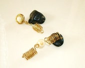 Dreadlock Jewelry - Pearl Beaded Golden Brass Loc Jewels Set