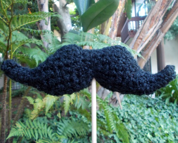 Mustache-on-a-Stick Crochet Black Silly
