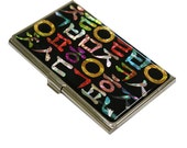 Lacquer wares inlaid with Mother of pearl Business card holder credit ID card case korea alphabet letter design
