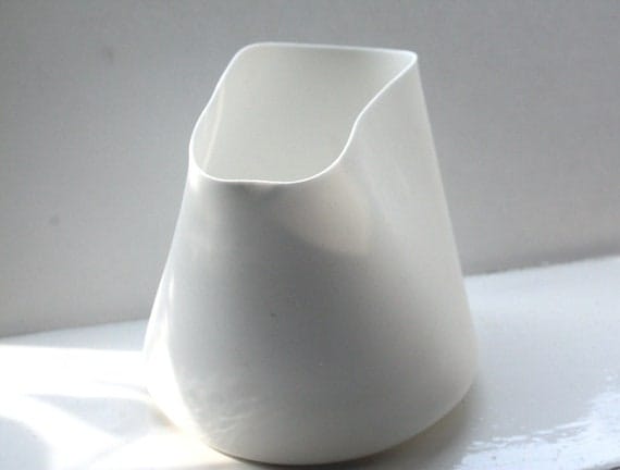 Distorted white vase with fine bone china by madebymanos on Etsy