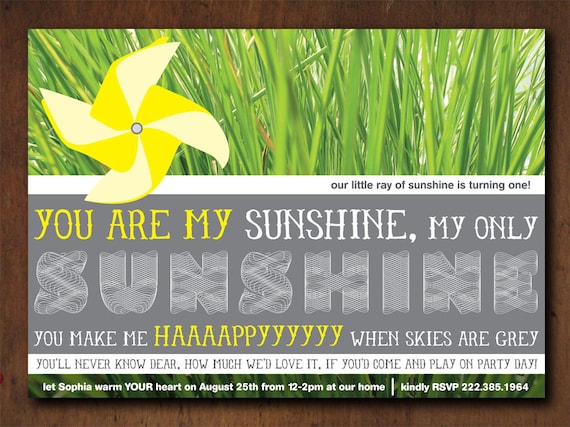 PRINTABLE You Are My Sunshine Birthday Party Invitation