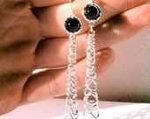 Earrings, Onyx Earrings, Wire Earrings, Silver Earrings, Silver Wire Earrings, Silver Onyx Earrings, Black Onyx Earrings, Handmade Earrings
