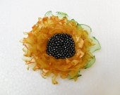Organza and Satin Flower Sunflower Pin Brooch Hair Accessory Van Gogh Homage - Custom Order