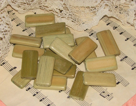 20 Green Bamboo Domino Tiles