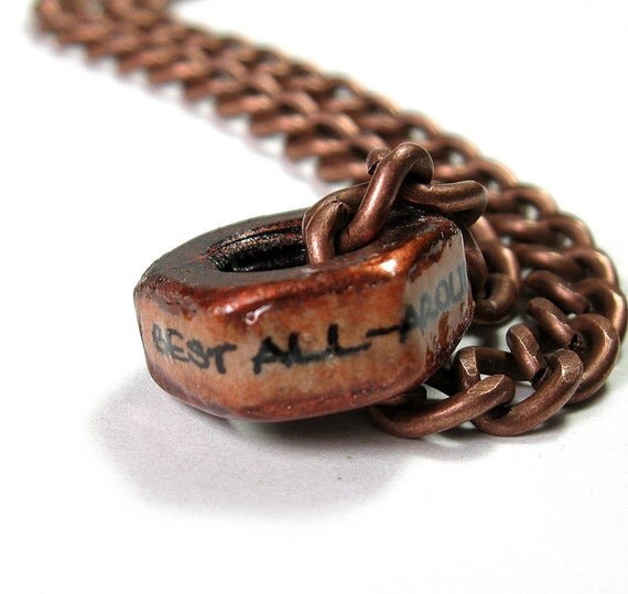 Industrial Chic Hex Nut Necklace, Fathers Day, Steampunk Jewelry, Antiqued Brass, Metal Jewelry, Rugged, Masculine, Gifts for Dad