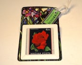 Valentines Day Film Slide Transparency And Red Rose Postage Stamp Brooch Handmade By Recycloanalyst
