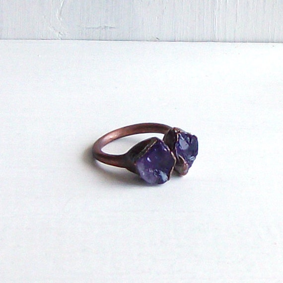 Amethyst Ring Cocktail Ring Gemstone Ring Birthstone Ring February Purple Violet Plum Rough Stone Ring