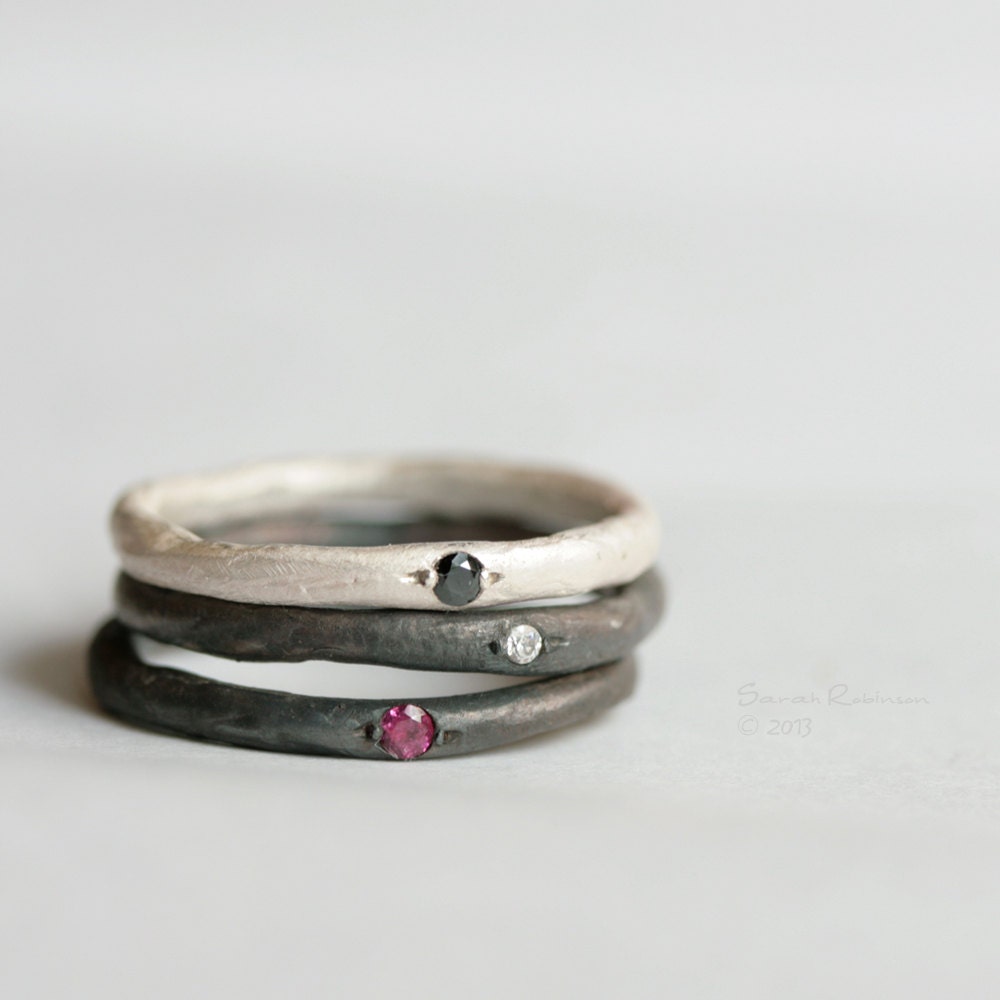 stacking rings sterling silver gem lachicadelosanillos