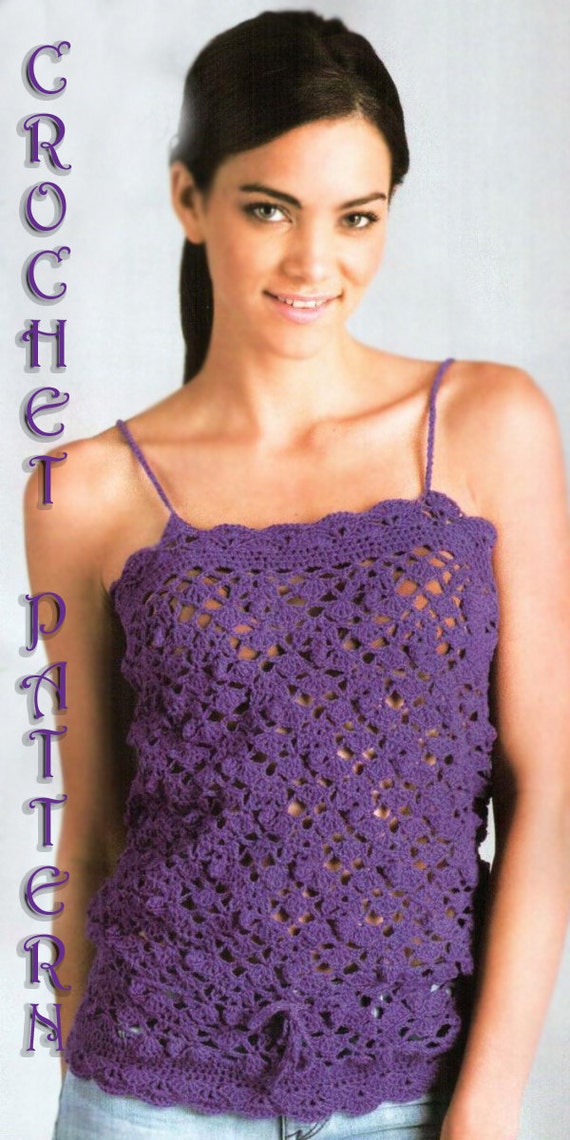 Woman Crochet Pattern in pdf, top, Cover up,spaghetti straps top.