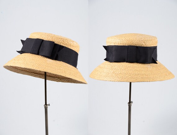 1940s hat/ 40s straw hat/ sun hat