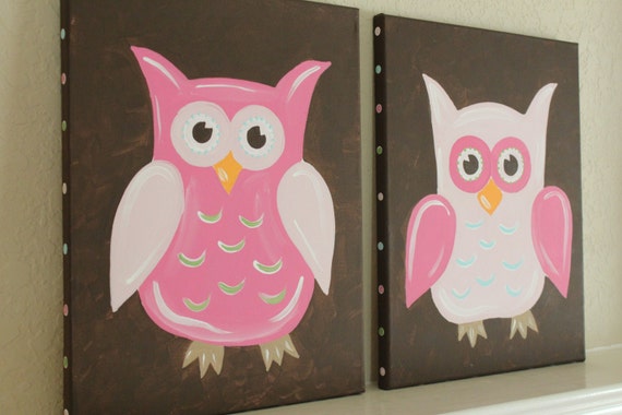 Owls, 11x14(set of 2), READY TO SHIP