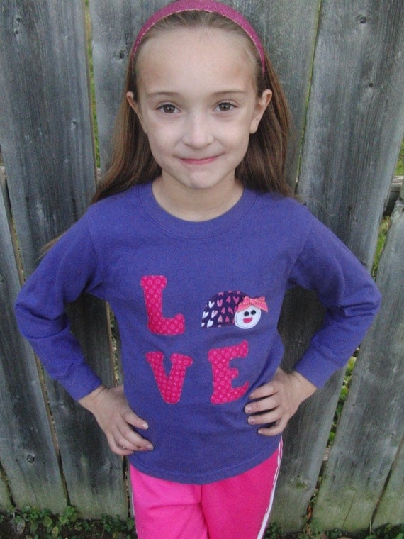 Girl Love Bug T-Shirt - Long Sleeve - Sizes 12m thru 12 - Pink and Purple