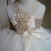 flower girl tutu dress in ivory ,champagne and taupe perfect  for weddings or special occasions.
