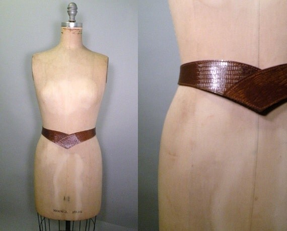 Vintage Brown Leather V Shaped Belt