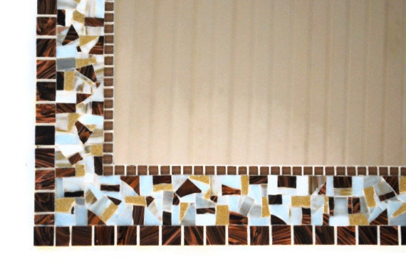 Brown and White Mosaic Mirror CUSTOM by GreenStreetMosaics on Etsy