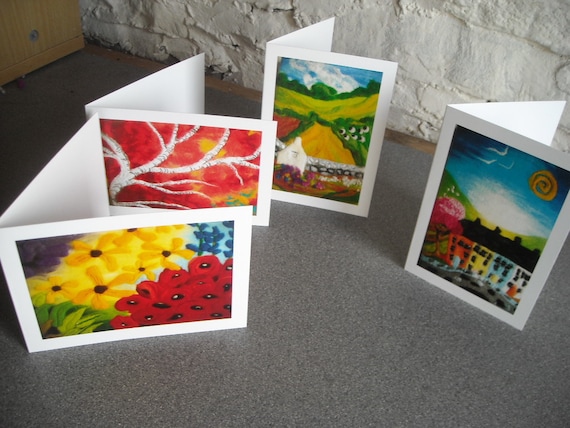 art cards, pack of four cards, greetings cards