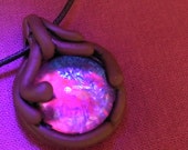 Fairy Drop Purple Pendant Sparkly Fantasy Bohemian Necklace Blacklight Reactive Psy Hippie Tribal Jewellery Free Shipping