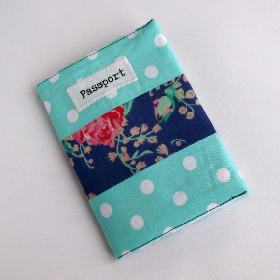 Aqua Polka Dot Passport Holder by FantooshbySonia on Etsy