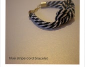 A blue stripe silk knot bracelet