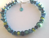 Handmade Fabric and Beaded Necklace - Summer Coloured Bright Beads