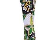 Vintage Boho Green Leaf Pattern Leggings Tight Stretchy Pants