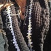 Upcycled black and yellow urban sophisticate scarf from fav T-shirt and sparkly yarn OOAK
