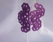 Wave Crochet Earrings -- Purple