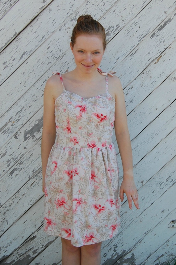 Cornelia. Petite Dress Pink and Cream Floral Sundress. Made to Order.