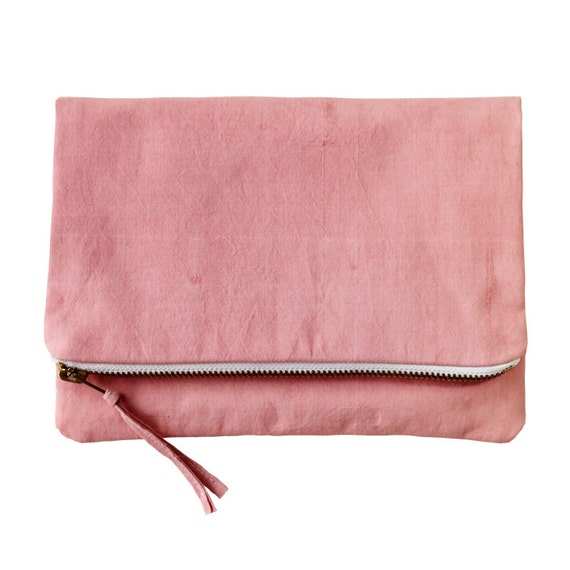 Naturally Dyed Organic Cotton Clutch - Pink