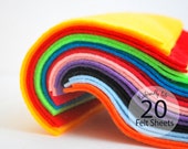 20 Felt Sheets Ecofriendly Felt - 10 color selection 6 x 6 sheets A604