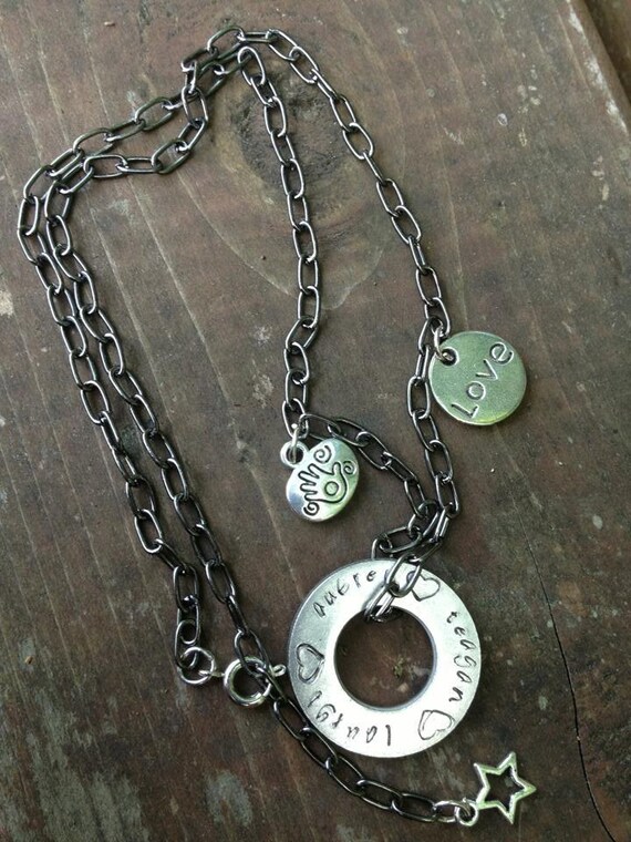 stamp your own message CUSTOM REQUEST: metal stamped stainless steel personalized washer pendant