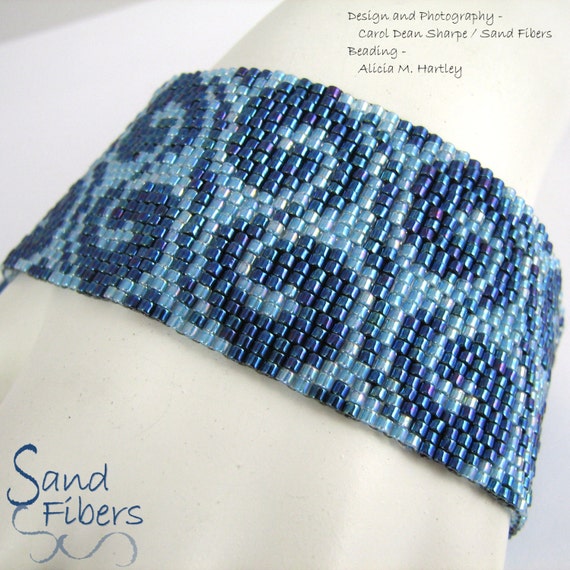 Peyote Pattern - Laguna Beach Swirls Peyote Cuff / Bracelet  - A Sand Fibers For Personal/Commercial Use PDF Pattern