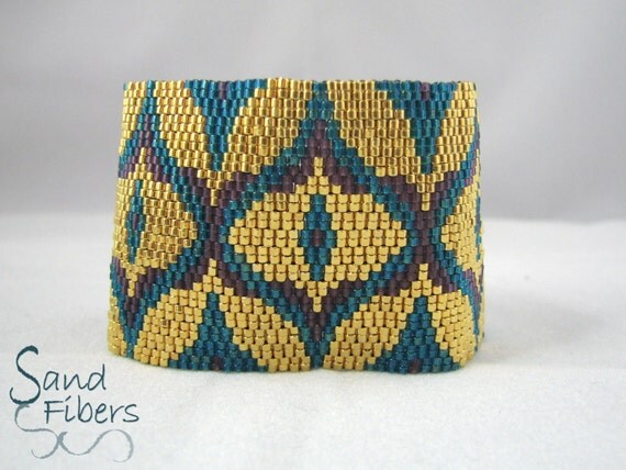 Peyote Pattern - Glorious Swag Peyote Cuff / Bracelet  - A Sand Fibers For Personal/Commercial Use PDF Pattern